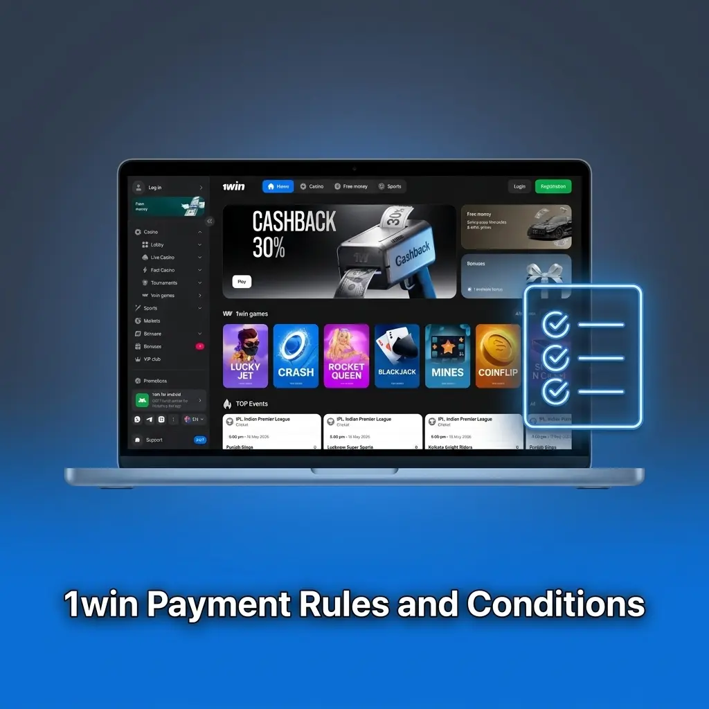 1win payment rules covering KYC verification, AML deposit-withdrawal matching, bonus wagering, and INR withdrawal limits