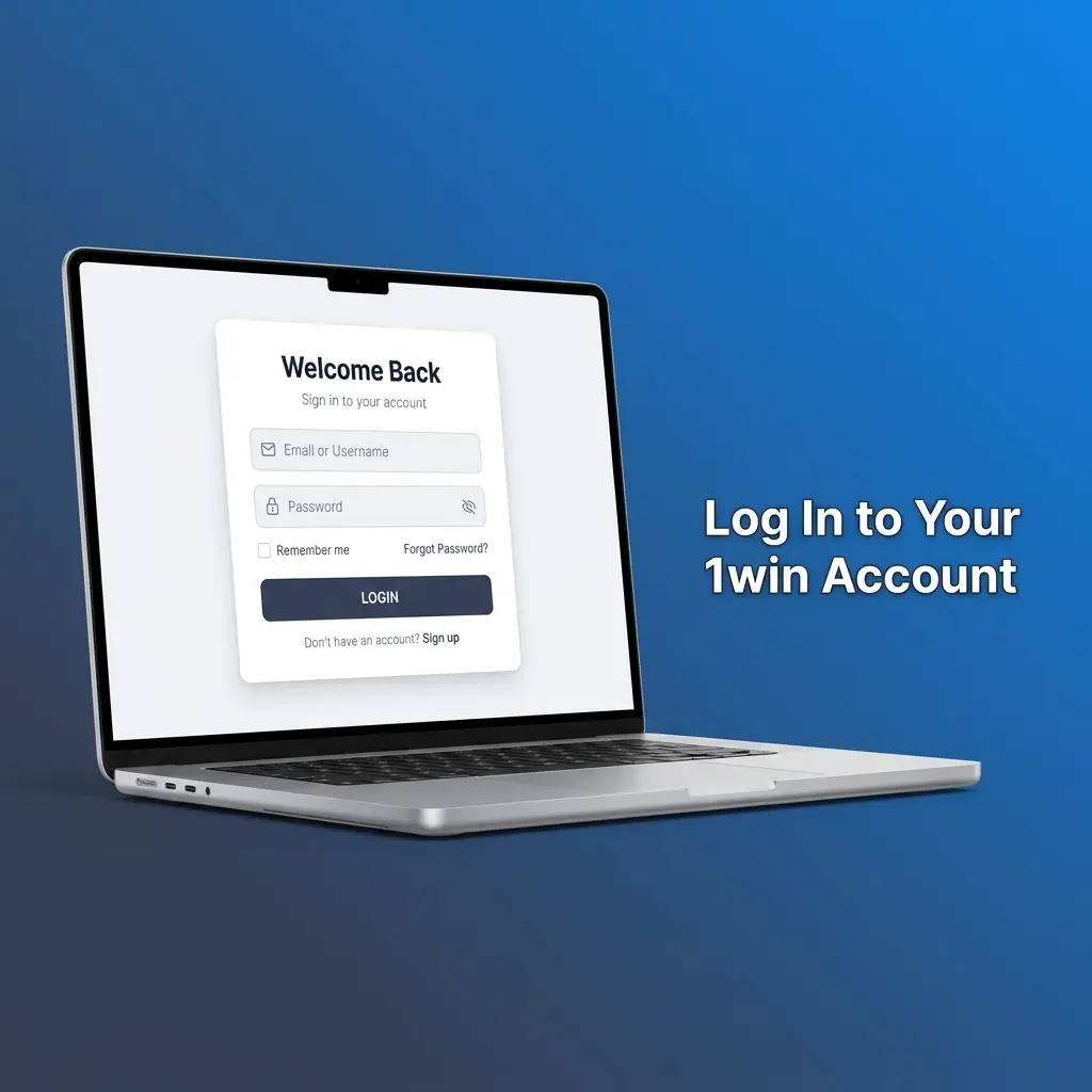 1win account login form with email and password fields for quick access to dashboard, bets, and bonuses